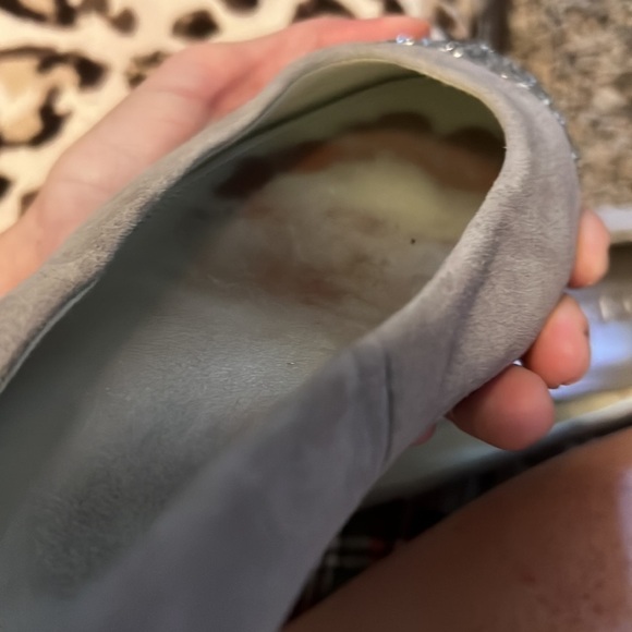 J. Crew: Gray and Metallic Glitter Silver Dipped Toe Ballet Flats Size 7 - Picture 9 of 10